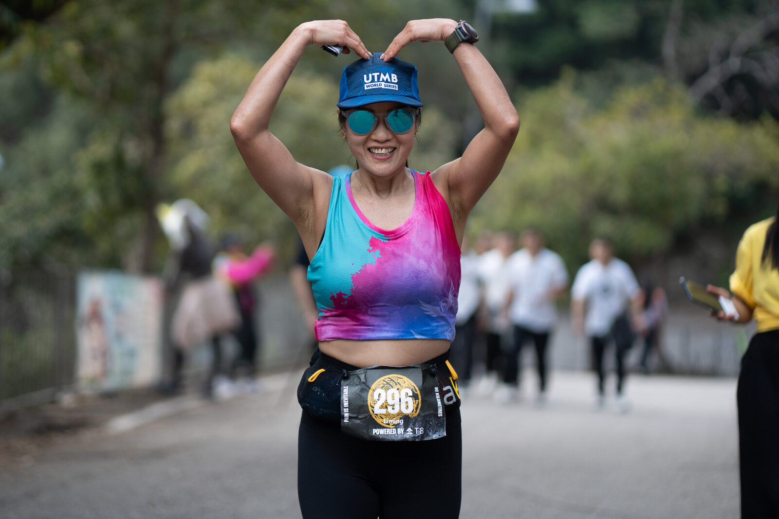 Runner celebrating at the finish